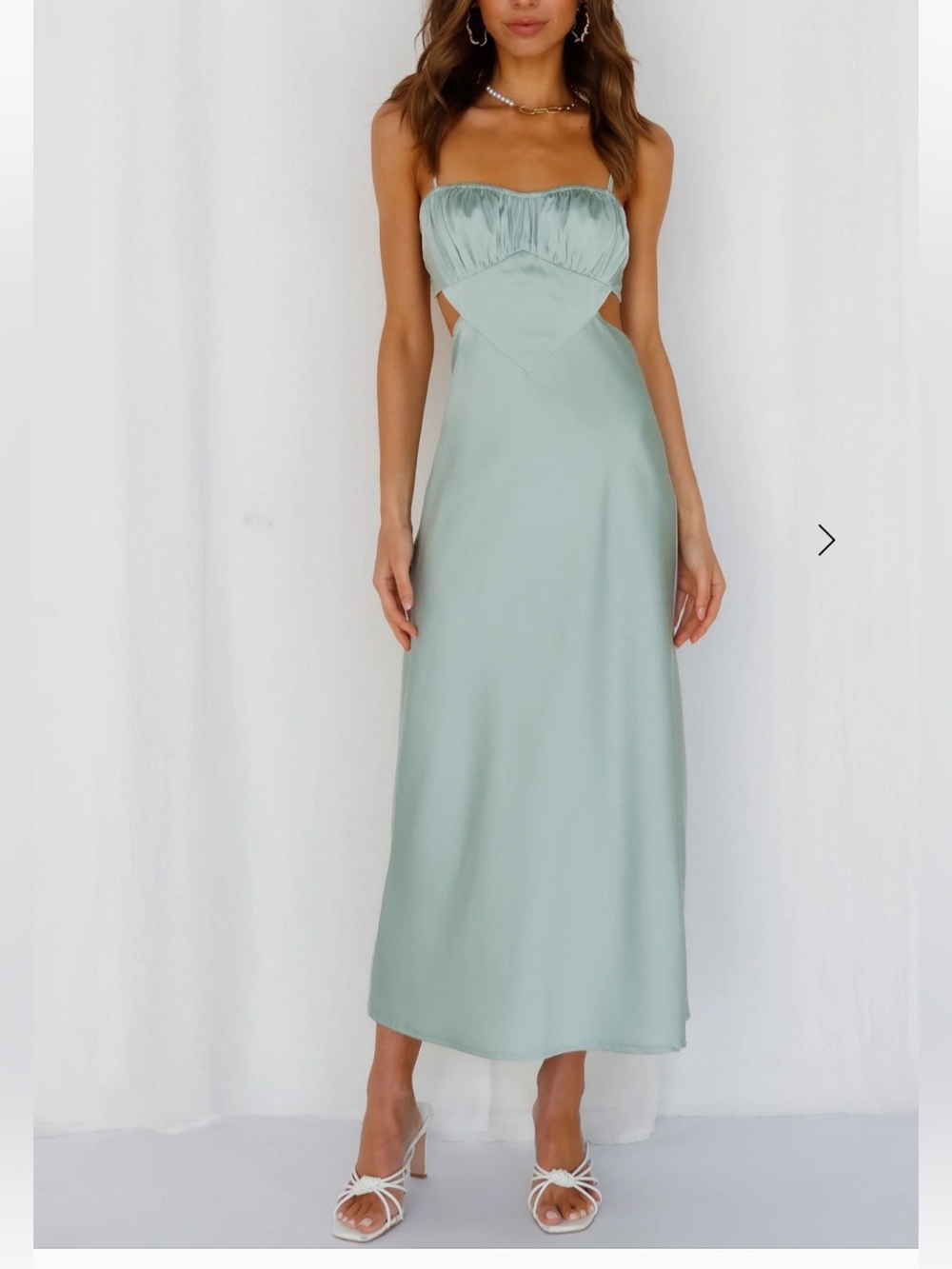 Sage Green Spaghetti Strap Midi Dress